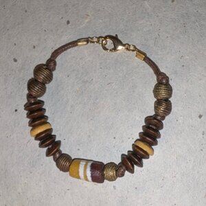 Unisex Baoule Brass and Recycled Glass Bracelet